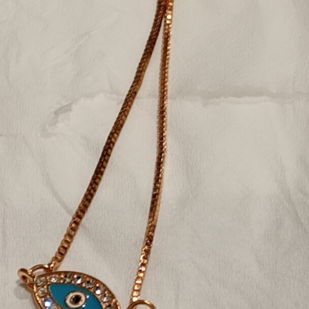 Twin Evil Eye Enamel Adjustable Bracelet - Picture 5 of 12
